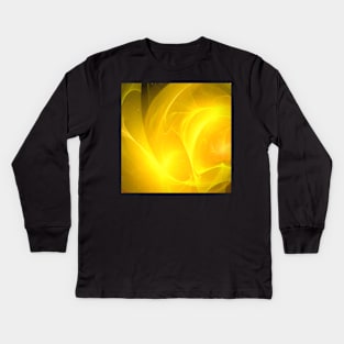 Yellow Fractal Kids Long Sleeve T-Shirt